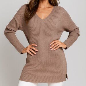 LOFT MOCHA WAFFLE KNIT OVERSIZED CASUAL COMFY COZYCHIC SWEATER SIZE: XL NEW